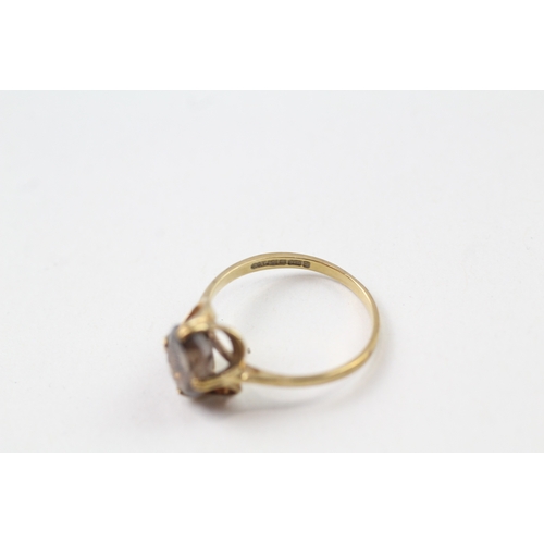 12 - 9ct gold vintage smokey quartz dress ring (1.8g) Size  N 1/2