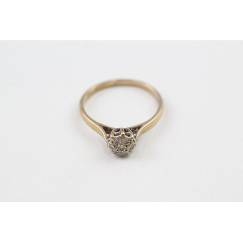 125 - 9ct gold vintage diamond cluster dress ring (1.8g) Size  O