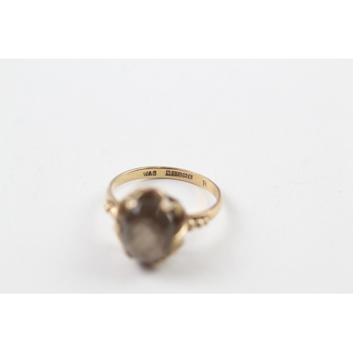 135 - 9ct gold vintage smokey quartz dress ring (2.4g) Size  M