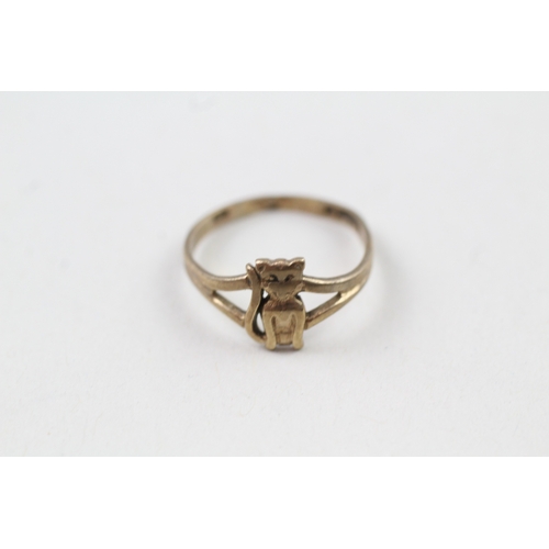 136 - 9ct gold animal dress ring with split shoulders (1.2g) AS SEEN - MISHAPEN Size  I