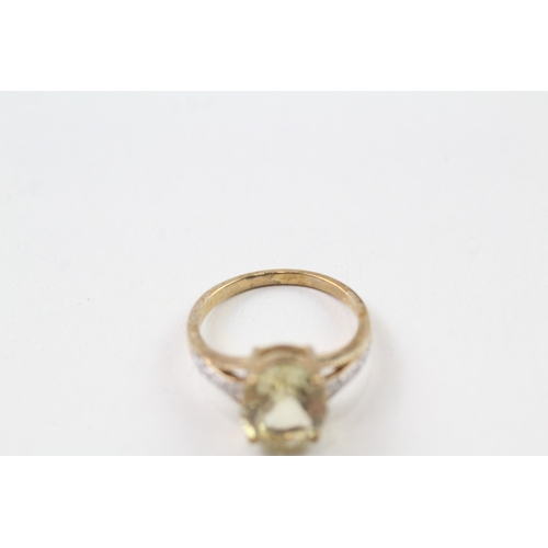 141 - 9ct gold citrine & diamond ring (3.4g) Size  N