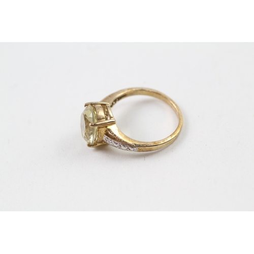 141 - 9ct gold citrine & diamond ring (3.4g) Size  N