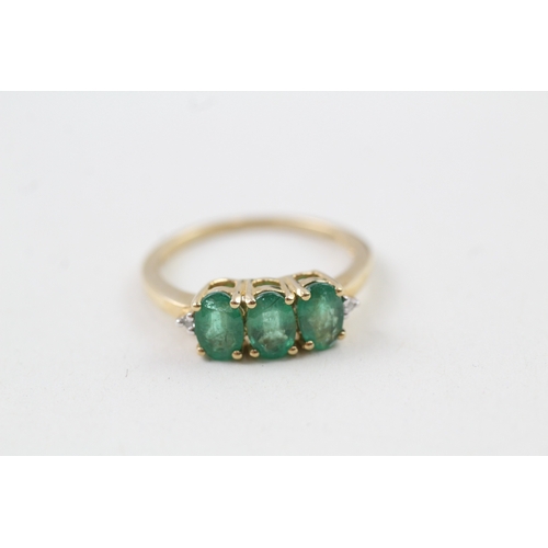 16 - 10ct gold emerald & diamond dress ring (2.1g) Size  N 1/2