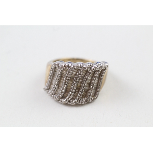 171 - 9ct gold vari-cut diamond cluster cocktail ring (5.2g) Size  L