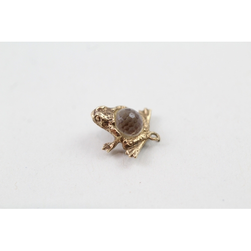 172 - 9ct gold vintage aurora borealis frog charm (1.2g)