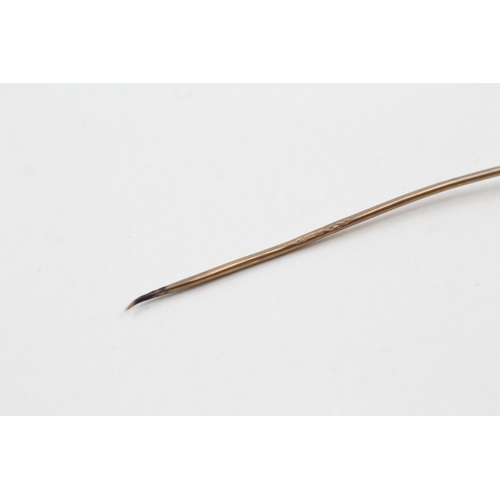 173 - 9ct gold vintage diamond drop stick pin (1.5g)