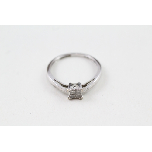 175 - 9ct white gold diamond square cut dress ring (1.2g) Size  L