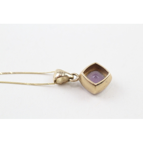 183 - 9ct gold faceted amethyst pendant necklace (2.8g)