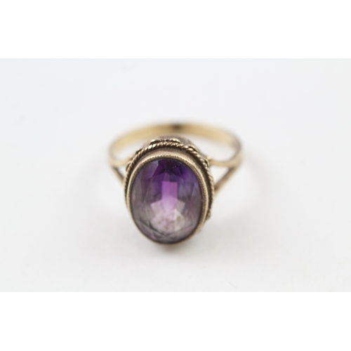 188 - 9ct gold vintage amethyst dress ring (5.3g) Size  Q