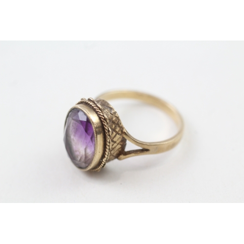 188 - 9ct gold vintage amethyst dress ring (5.3g) Size  Q