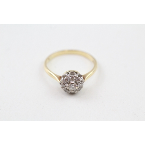 206 - 18ct gold diamond halo ring (3g) Size  L 1/2