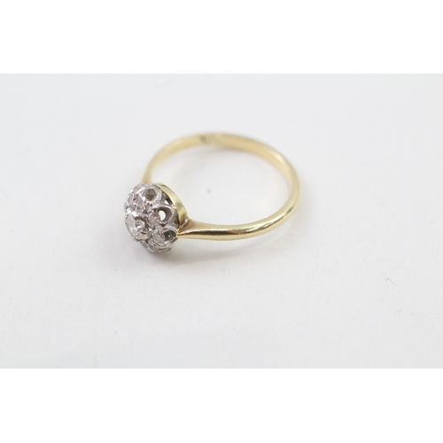 206 - 18ct gold diamond halo ring (3g) Size  L 1/2