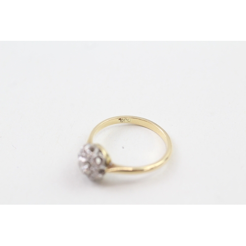 206 - 18ct gold diamond halo ring (3g) Size  L 1/2