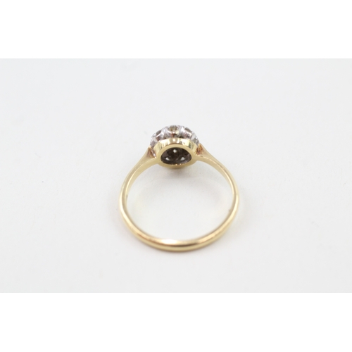 206 - 18ct gold diamond halo ring (3g) Size  L 1/2