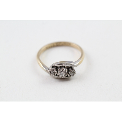 30 - 9ct gold & platinum vintage diamond dress ring (2.7g) Size  O