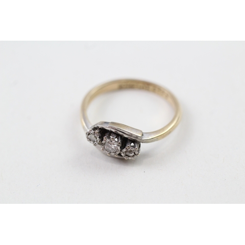 30 - 9ct gold & platinum vintage diamond dress ring (2.7g) Size  O