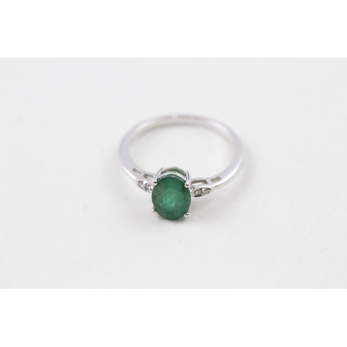 34 - 10ct gold emerald & diamond dress ring (2.2g) Size  N 1/2