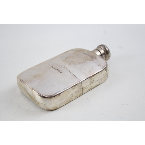 358 - Antique Victorian 1889 Birmingham Sterling Silver Gents Hip Flask (221g)