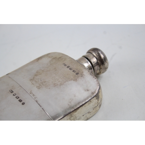 358 - Antique Victorian 1889 Birmingham Sterling Silver Gents Hip Flask (221g)