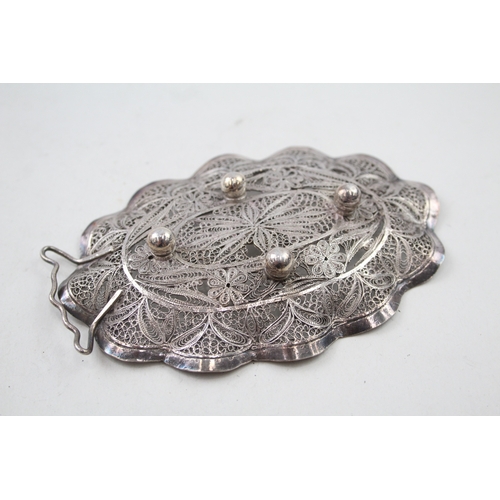 359 - Antique / Vintage .950 Silver Filigree Decorative Pin / Trinket Dish (56g)