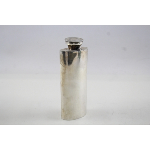 360 - Antique Edwardian 1906 London Sterling Silver Plain Travel Hip Flask (128g)