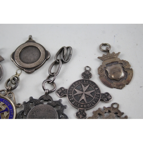 369 - 8 x Antique / Vintage Hallmarked .925 Sterling Silver Fobs / Medallions (82g)