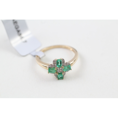 37 - 9ct gold emerald & cubic zirconia dress ring (2.2g) Size  O