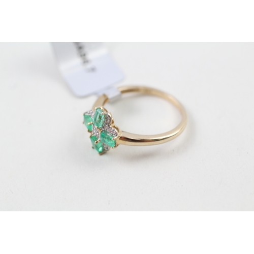 37 - 9ct gold emerald & cubic zirconia dress ring (2.2g) Size  O