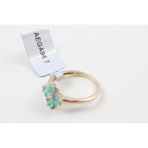 37 - 9ct gold emerald & cubic zirconia dress ring (2.2g) Size  O