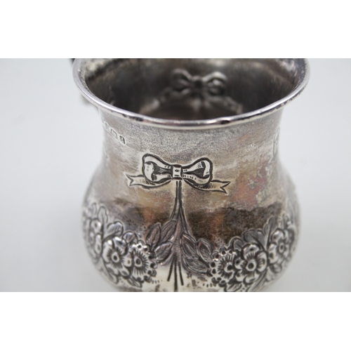 370 - Edwardian 1903 Birmingham Sterling Silver Bow Detailed Christening Cup (91g)