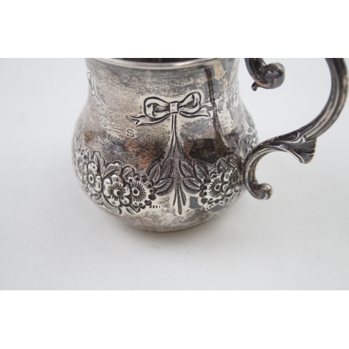 370 - Edwardian 1903 Birmingham Sterling Silver Bow Detailed Christening Cup (91g)