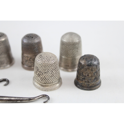 373 - 8 x Antique / Vintage Hallmarked .925 Sterling Silver Haberdashery (56g)