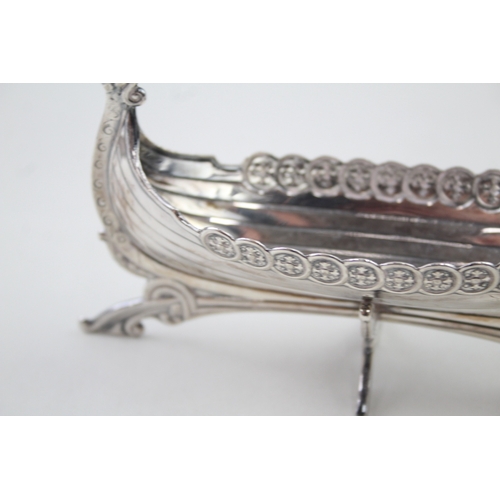 381 - Vintage .950 Silver Novelty Viking Long Boat Large Condiment Dish (76g)