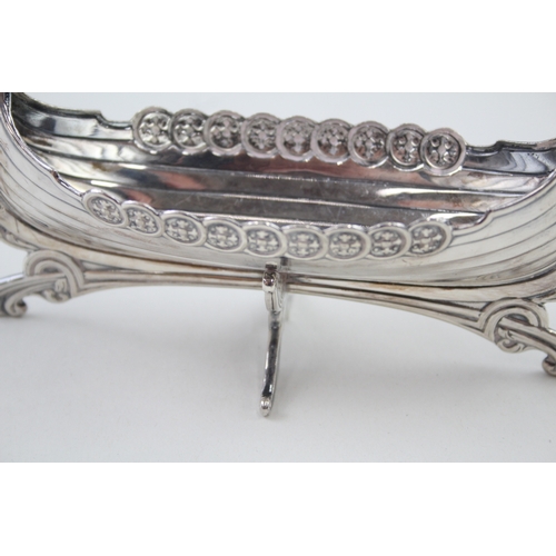 381 - Vintage .950 Silver Novelty Viking Long Boat Large Condiment Dish (76g)