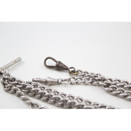 382 - Vintage Hallmarked .925 Sterling Silver Fob w/ .925 Albert Chain, T-Bar (52g)