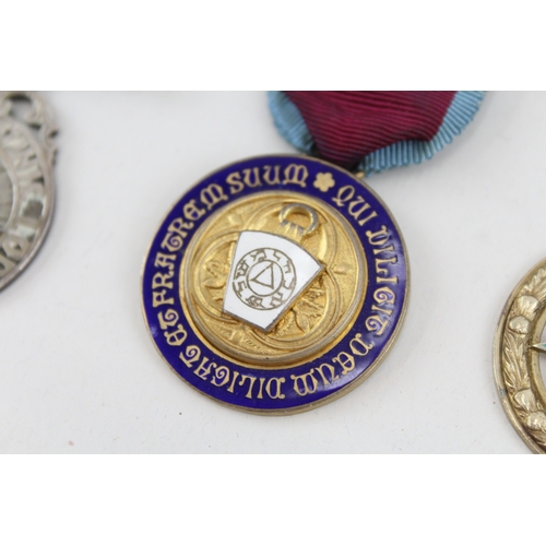 388 - Sterling Silver Masonic Jewels Inc Charity Masonic Lodge, Etc 92g x 4