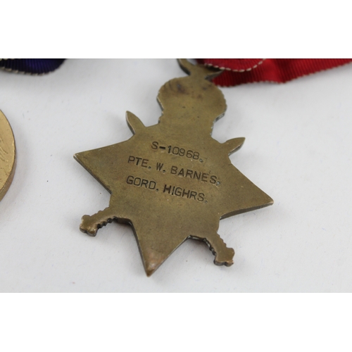 394 - WW1 1914-15 Star Trio S-10968 Pte. W. Barnes Gordon Highlanders