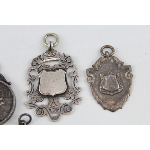 397 - 8 x Antique / Vintage Hallmarked .925 Sterling Silver Fobs / Medallions (69g)