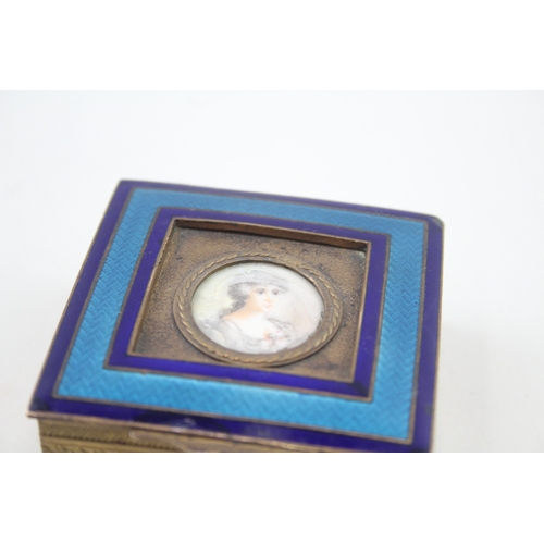 412 - A 19th Century Trinket Box w/ Blue Guilloche Enamel Border & Central Portrait