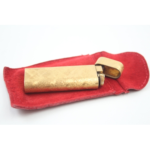 416 - A Good Cartier Paris Gold Plated Pocket Lighter In Suede Pouch w/ Brushed Finish