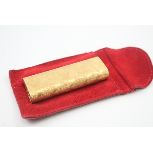 416 - A Good Cartier Paris Gold Plated Pocket Lighter In Suede Pouch w/ Brushed Finish