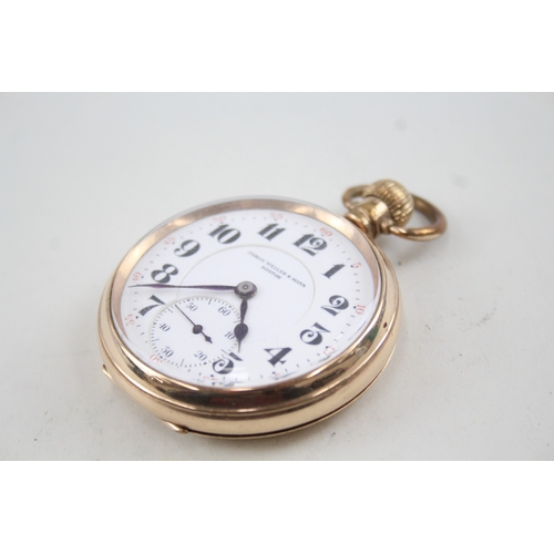 480 - Jason Weiler & Son Railway Style Rolled Gold Pocket Watch Hand-Wind WATCH RUNS