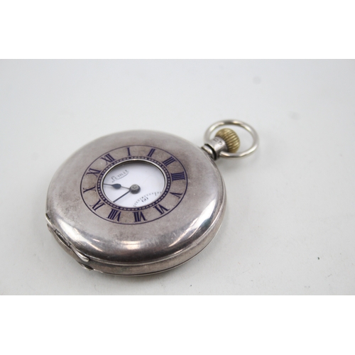 485 - Vintage Sterling Silver Limit Half Hunter Pocket Watch Hand-Wind Working