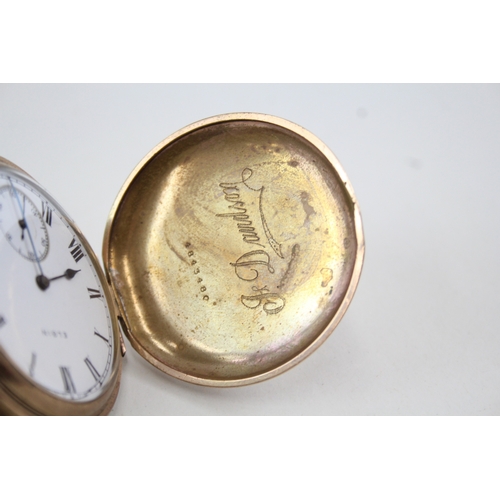 487 - Vintage Elgin Rolled Gold Full Hunter Pocket Watch Hand-Wind WATCH RUNS