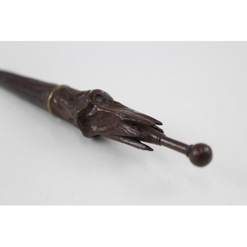 491 - Antique Novelty Wooden Black Forest Umbrella / Parasol Needle Case