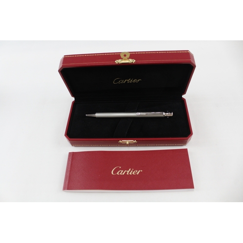 492 - Santos De CARTIER Silver Tone Palladium Finish Ballpoint Pen / Biro WRITING