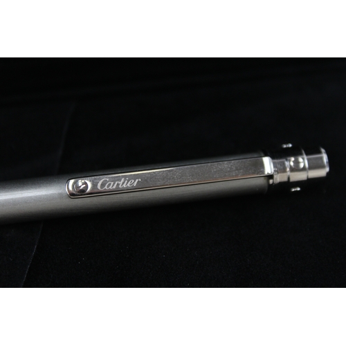 492 - Santos De CARTIER Silver Tone Palladium Finish Ballpoint Pen / Biro WRITING