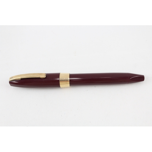 497 - Vintage Sheaffer PFM Pen For Men Burgundy Fountain Pen w/ 14ct Gold Nib WRITING