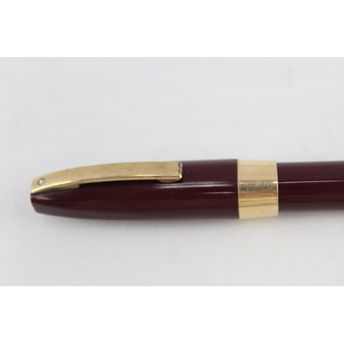 497 - Vintage Sheaffer PFM Pen For Men Burgundy Fountain Pen w/ 14ct Gold Nib WRITING