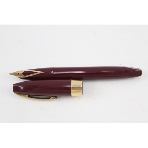 497 - Vintage Sheaffer PFM Pen For Men Burgundy Fountain Pen w/ 14ct Gold Nib WRITING